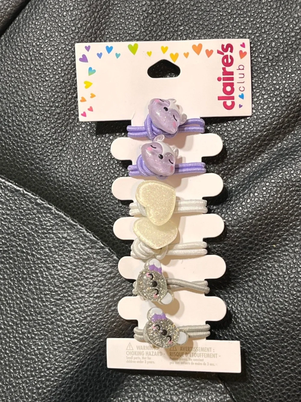 Claire’s Kids Animal Hair Ties Set of 6 | Purple White Gray | NWT